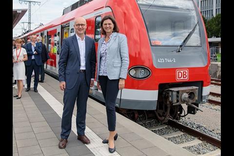 The completion of the first of 238 Class 423 electric multiple-units which are to be refurbished for the München S-Bahn under an €300m programme was marked with a special run on July 9 (Photo: S-Bahn München/BEG).